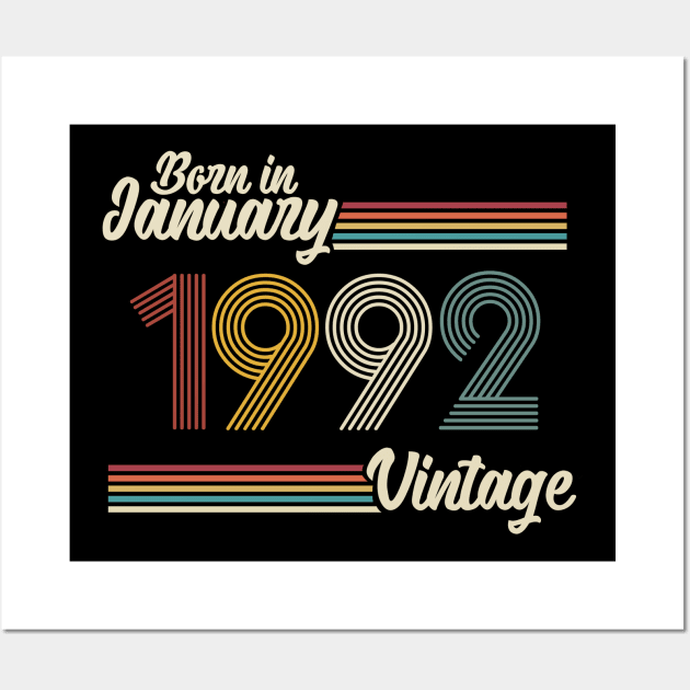 Vintage Born in January 1992 Wall Art by Jokowow